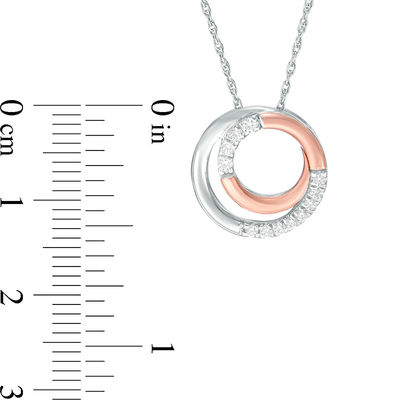 0.18 CT. T.W. Diamond Circle Loop Pendant in Sterling Silver and 10K Rose Gold