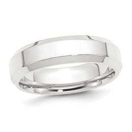 Men's 6.0mm Bevelled Edge Wedding Band in Platinum