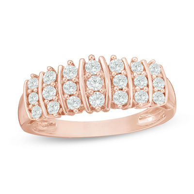 0.50 CT. T.W. Diamond Multi-Row Anniversary Band in 10K Rose Gold