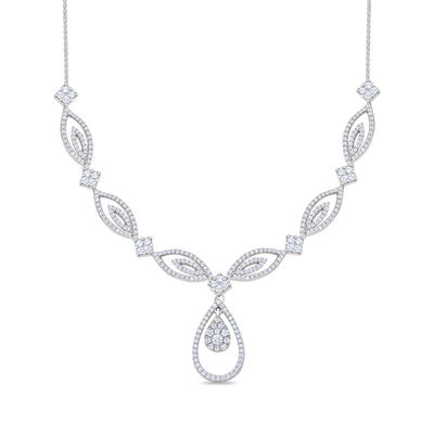 0.96 CT. T.W. Pear-Shaped Multi-Diamond Ornate Teardrop Necklace in 10K White Gold