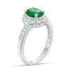 Thumbnail Image 1 of Oval Lab-Created Green Quartz and White Sapphire Frame Vintage-Style Ring in Sterling Silver