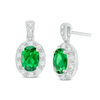 Thumbnail Image 1 of Oval Lab-Created Green Quartz and White Sapphire Frame Vintage-Style Drop Earrings in Sterling Silver