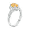 Thumbnail Image 2 of Oval Citrine and Lab-Created White Sapphire Frame Vintage-Style Ring in Sterling Silver