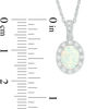 Thumbnail Image 1 of Oval Lab-Created Opal and White Sapphire Frame Vintage-Style Pendant in Sterling Silver