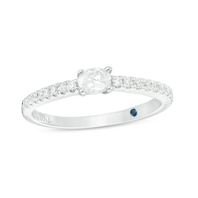 Vera Wang Love Collection 0.30 CT. T.W. Oval Diamond Sideways Stackable Band in 14K White Gold