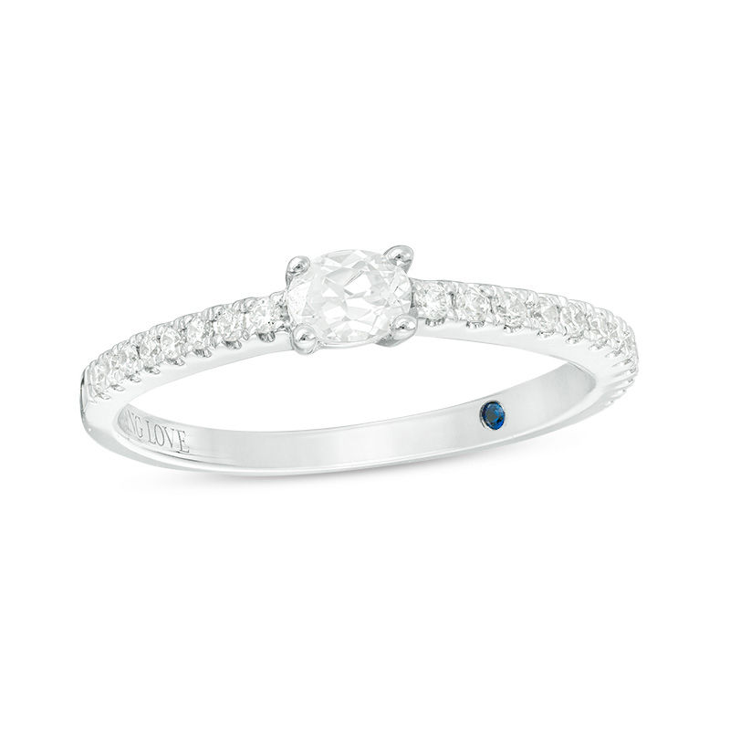 Vera Wang Love Collection 0.30 CT. T.W. Oval Diamond Sideways Stackable Band in 14K White Gold|Peoples Jewellers