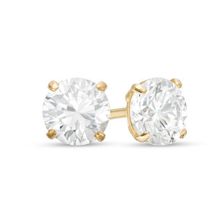 5.0mm Cubic Zirconia Solitaire Stud Earrings in 14K Gold