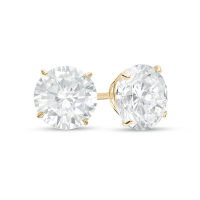 7.0mm Cubic Zirconia Solitaire Stud Earrings in 14K Gold