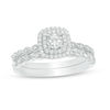Thumbnail Image 0 of 0.30 CT. T.W. Diamond Double Cushion Frame Twist Braid Bridal Set in 10K White Gold