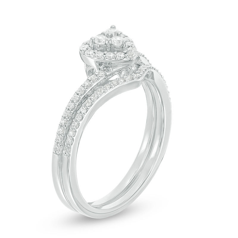 Main Image 2 of 0.38 CT. T.W. Composite Diamond Heart Frame Bridal Set in 10K White Gold