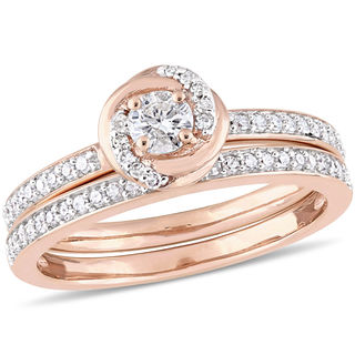 0.47 CT. T.W. Diamond Swirl Frame Bridal Set in 10K Rose Gold