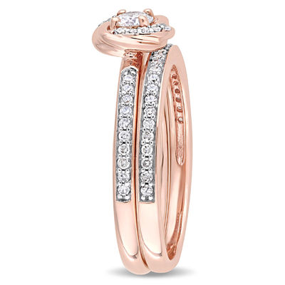 0.47 CT. T.W. Diamond Swirl Frame Bridal Set in 10K Rose Gold