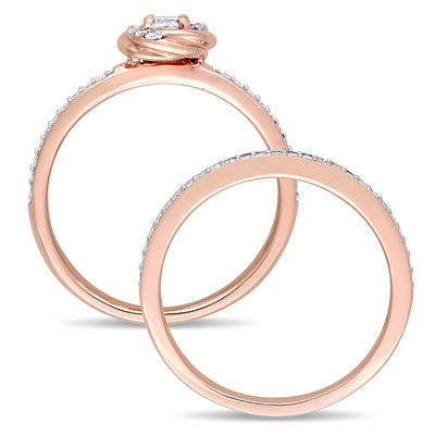 0.47 CT. T.W. Diamond Swirl Frame Bridal Set in 10K Rose Gold