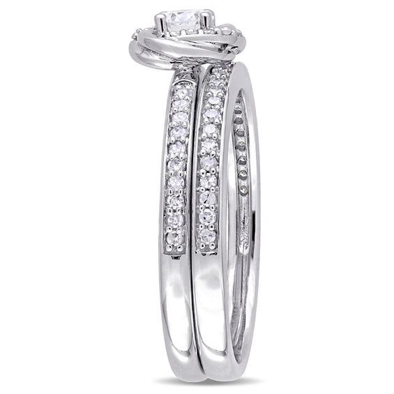 0.47 CT. T.W. Diamond Swirl Frame in Bridal Set 10K White Gold