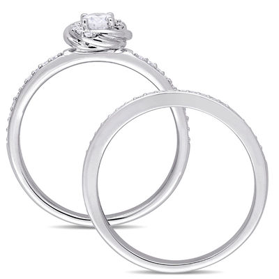 0.47 CT. T.W. Diamond Swirl Frame in Bridal Set 10K White Gold