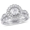 0.73 CT. T.W. Diamond Flower Frame Vintage-Style Bridal Set in 10K White Gold