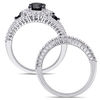 2.01 CT. T.W. Enhanced Black and White Diamond Three Stone Bridal Set in 10K White Gold