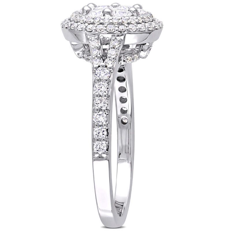 0.98 CT. T.W. Multi-Diamond Double Frame Engagement Ring in 14K White Gold|Peoples Jewellers