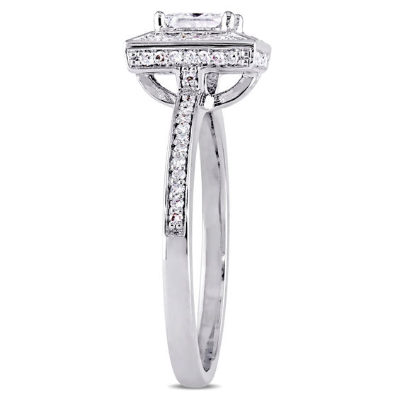 0.74 CT. T.W. Princess-Cut Diamond Frame Engagement Ring in 14K White Gold