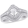 0.73 CT. T.W. Cushion-Cut Diamond Tilted Frame Vintage-Style Bridal Set in 10K White Gold