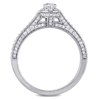 0.72 CT. T.W. Oval Diamond Frame Engagement Ring in 14K White Gold