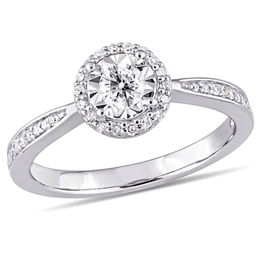 0.31 CT. T.W. Diamond Frame Engagement Ring in Sterling Silver