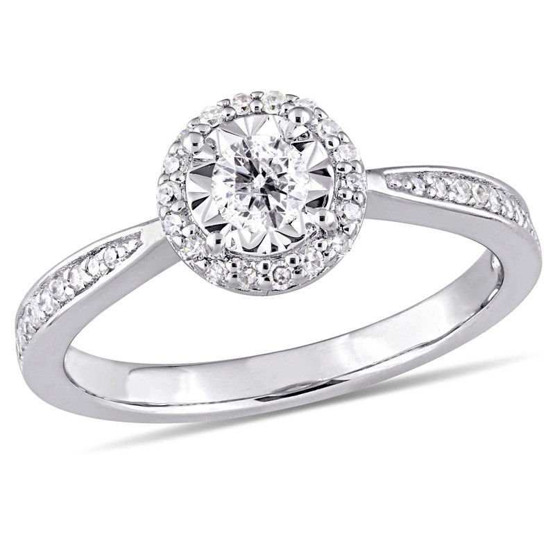0.31 CT. T.W. Diamond Frame Engagement Ring in Sterling Silver|Peoples Jewellers
