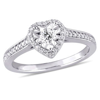 0.31 CT. T.W. Diamond Heart Frame Engagement Ring in Sterling Silver