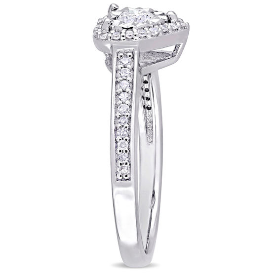 0.31 CT. T.W. Diamond Heart Frame Engagement Ring in Sterling Silver