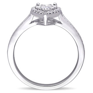 0.31 CT. T.W. Diamond Heart Frame Engagement Ring in Sterling Silver