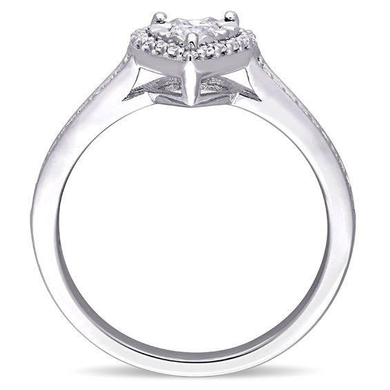 0.31 CT. T.W. Diamond Heart Frame Engagement Ring in Sterling Silver