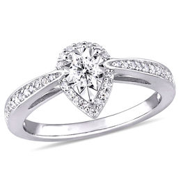 0.33 CT. T.W. Diamond Pear-Shaped Frame Engagement Ring in Sterling Silver