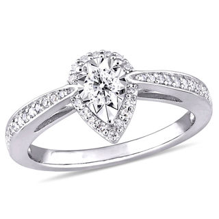 0.33 CT. T.W. Diamond Pear-Shaped Frame Engagement Ring in Sterling Silver