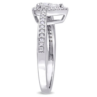 0.33 CT. T.W. Diamond Pear-Shaped Frame Engagement Ring in Sterling Silver