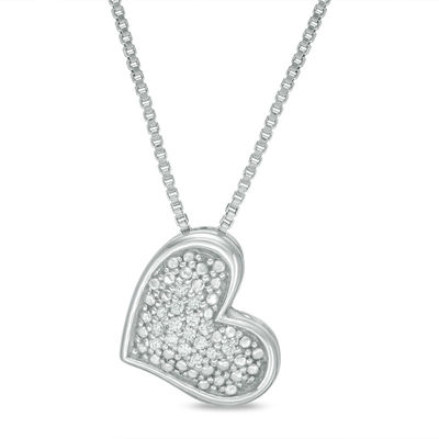 Convertibilities 0.07 CT. T.W. Diamond Heart Three-in-One Pendant in Sterling Silver and 10K Rose Gold