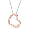 Convertibilities 0.07 CT. T.W. Diamond Heart Three-in-One Pendant in Sterling Silver and 10K Rose Gold