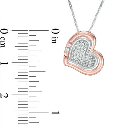 Convertibilities 0.07 CT. T.W. Diamond Heart Three-in-One Pendant in Sterling Silver and 10K Rose Gold