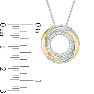 Convertibilities 0.16 CT. T.W. Diamond Swirl Circle Three-in-One Pendant in Sterling Silver and 10K Gold