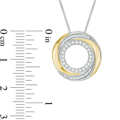 Convertibilities 0.16 CT. T.W. Diamond Swirl Circle Three-in-One Pendant in Sterling Silver and 10K Gold