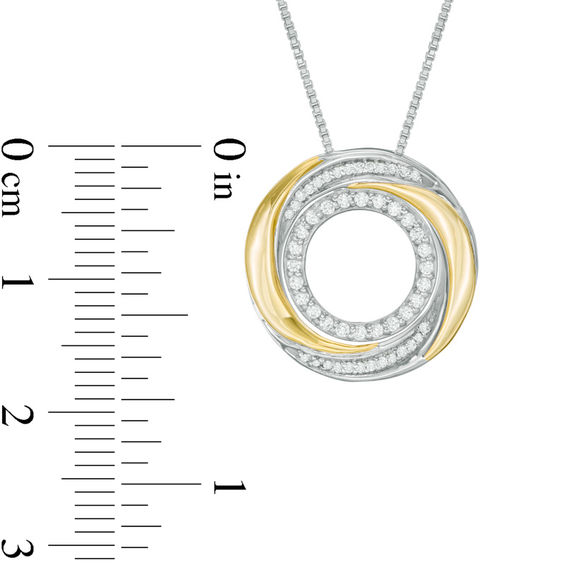 Convertibilities 0.16 CT. T.W. Diamond Swirl Circle Three-in-One Pendant in Sterling Silver and 10K Gold