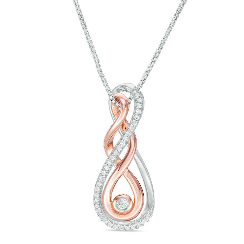 Convertibilities 0.12 CT. T.W. Diamond Double Infinity Three-in-One Pendant in Sterling Silver and 10K Rose Gold|Peoples Jewellers