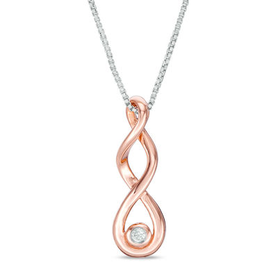 Convertibilities 0.12 CT. T.W. Diamond Double Infinity Three-in-One Pendant in Sterling Silver and 10K Rose Gold