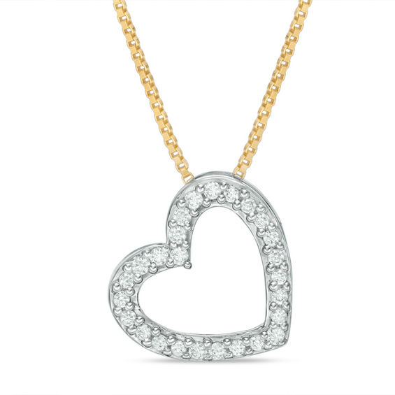 Convertibilities 0.10 CT. T.W. Diamond Heart Three-in-One Pendant in Sterling Silver and 10K Gold