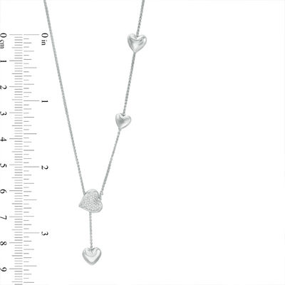 0.10 CT. T.W. Diamond Heart Lariat Bolo Necklace in Sterling Silver - 26"