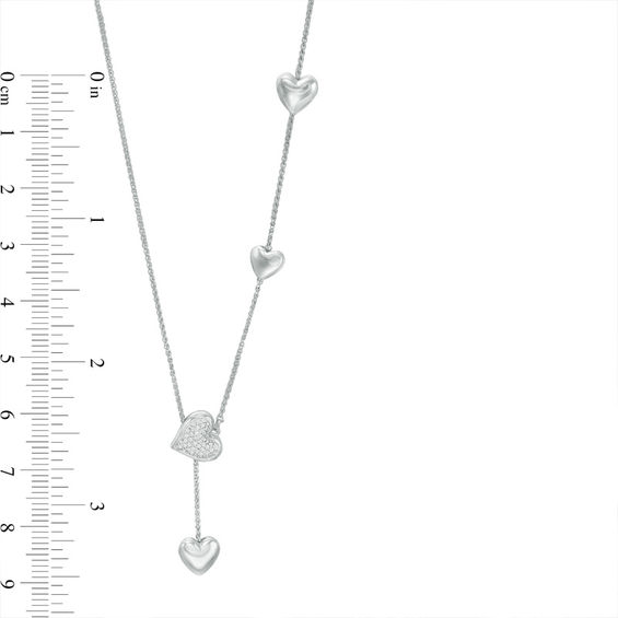 0.10 CT. T.W. Diamond Heart Lariat Bolo Necklace in Sterling Silver - 26"