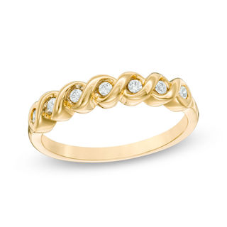 Convertibilities 0.16 CT. T.W. Diamond Twist Three-in-One Ring in Sterling Silver and 10K Gold