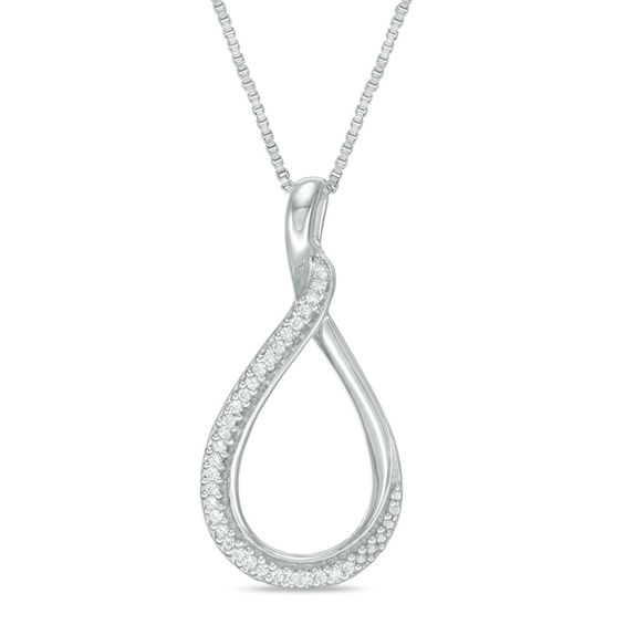 Convertibilities 0.16 CT. T.W. Diamond Swirl Drop Teardrop Three-in-One Pendant in Sterling Silver and 10K Gold