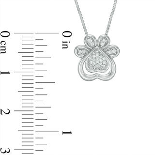 Convertibilities 0.07 CT. T.W. Diamond Dog Paw Print Heart Three-in-One Pendant in Sterling Silver