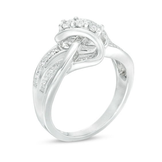 Diamond Accent Three Stone Crossover Ring in Sterling Silver