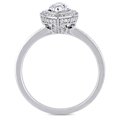 0.79 CT. T.W. Marquise Diamond Frame Engagement Ring in 14K White Gold